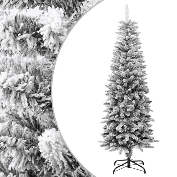 vidaXL &Aacute;rbol de Navidad artificial estrecho con nieve PVC y PE 150 cm