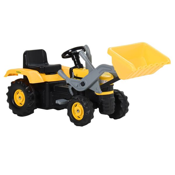 vidaXL Tractor de pedales con excavadora para ni&ntilde;os amarillo y negro