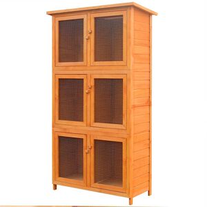 vidaXL Jaula de animales conejera 6 habitaciones madera