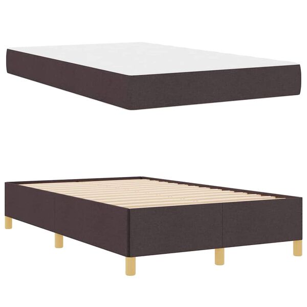 vidaXL Estructura de cama con colch&oacute;n Marr&oacute;n Oscuro 120 x 190 cm tela