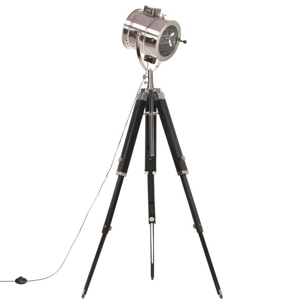 vidaXL Lámpara de suelo con trípode madera maciza de mango 165 cm