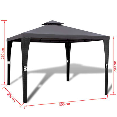vidaXL Cenador con tejado 3x3 m gris oscuro