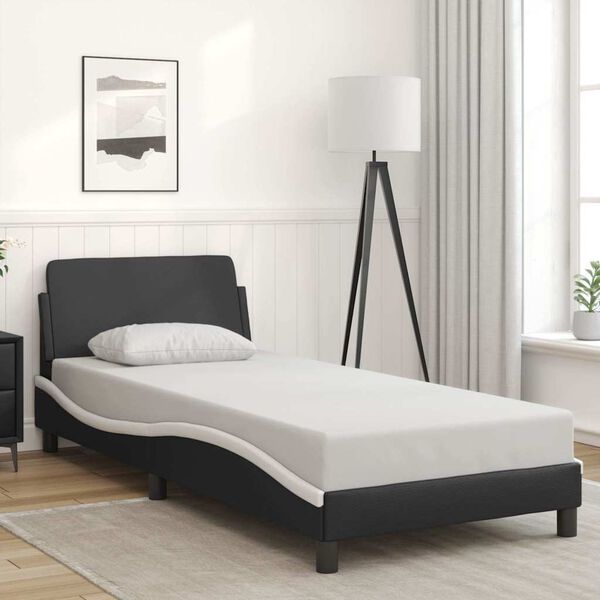 vidaXL Estructura de cama Dover cuero sint&eacute;tico negro blanco 80x200 cm