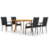 vidaXL Juego de comedor para jard&iacute;n 5 piezas negro