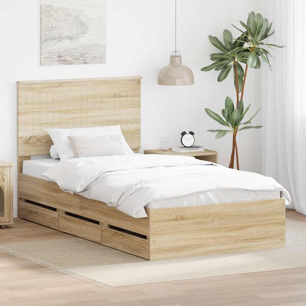 vidaXL Estructura de cama Roble Sonoma 100 x 200 cm Madera Ingenieril