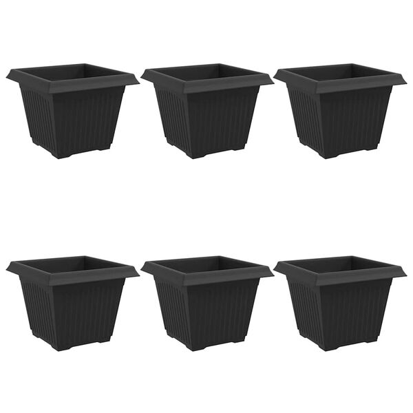 vidaXL Maceta cuadrada para flores 6 pcs Negro 28,5 x 28,5 x 22 cm