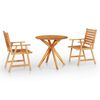 vidaXL Juego de comedor de jard&iacute;n 3 piezas madera maciza de acacia