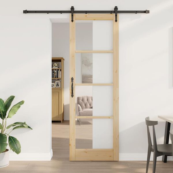 vidaXL Puerta Corredera Natural y negro 78 x 232 cm