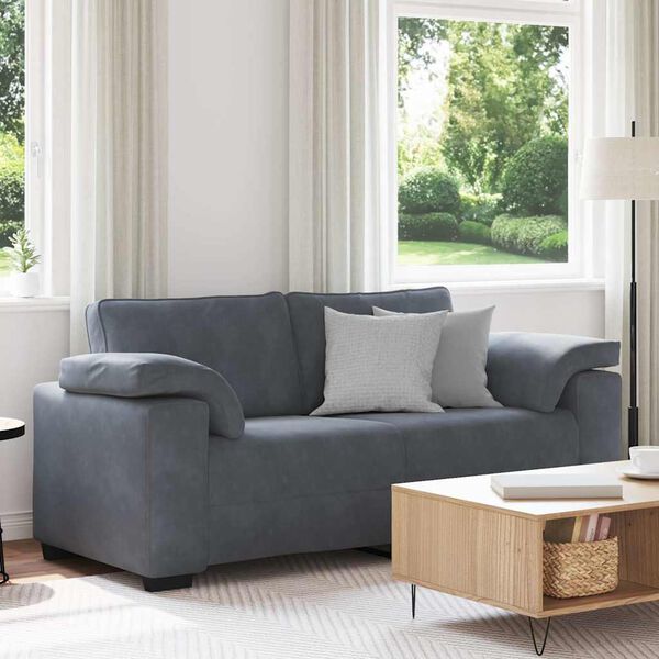 vidaXL Sofá Loveseat gris oscuro 140 cm terciopelo