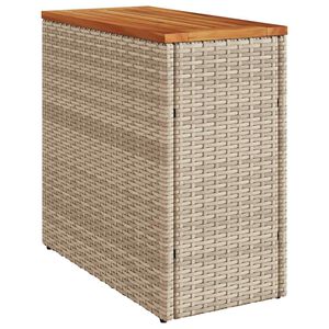 vidaXL Mesa auxiliar jard&iacute;n tapa madera rat&aacute;n PE beige 58x27,5x55 cm