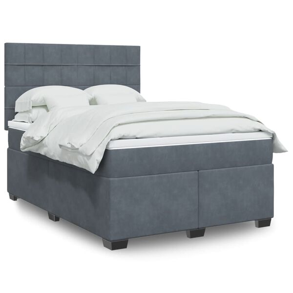 vidaXL Cama box spring con colch&oacute;n terciopelo gris oscuro 160x200 cm