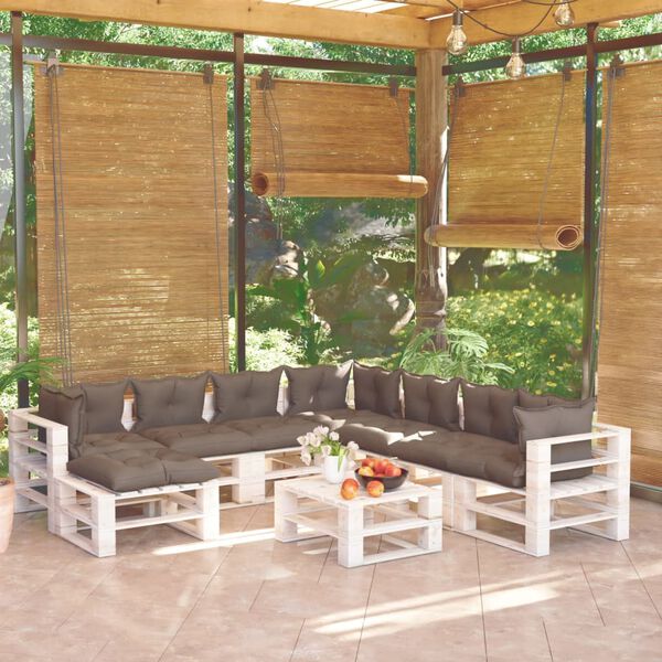 vidaXL Muebles de jard&iacute;n de palets 9 pzas y cojines madera de pino