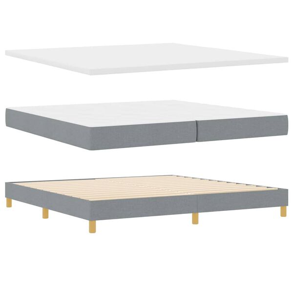 vidaXL Cama tipo Box Spring con colch&oacute;n Gris claro 200 x 200 cm tela
