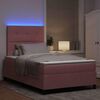 vidaXL Cama Box Spring LED con colch&oacute;n Rosa 120 x 200 cm Terciopelo