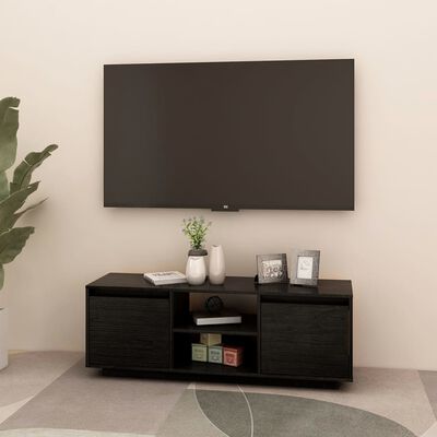 vidaXL Mueble de TV madera maciza de pino negro 110x30x40 cm
