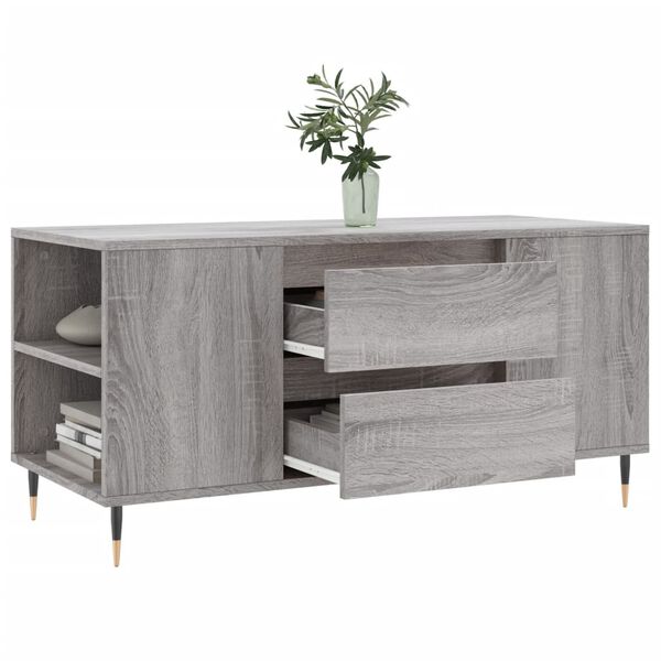 vidaXL Mesa de centro madera de ingenier&iacute;a gris Sonoma 102x44,5x50 cm
