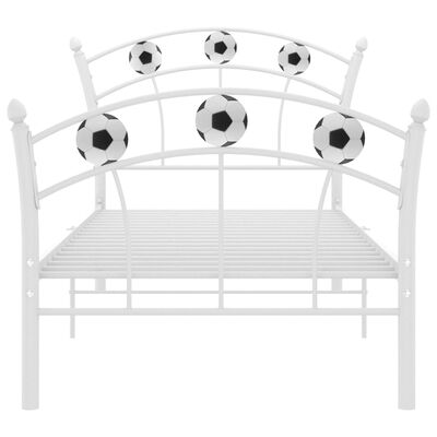 vidaXL Estructura de cama con diseño de fútbol metal blanco 90x200 cm