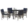 vidaXL Conjunto de Comedor de Jard&iacute;n 5 pcs Gris y Negro Rat&aacute;n