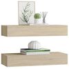 vidaXL Estantes de pared con cajón 2 uds MDF roble 60x23,5x10 cm