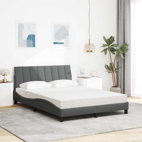 vidaXL Cama con colch&oacute;n Hanko tela gris oscuro 140x190 cm