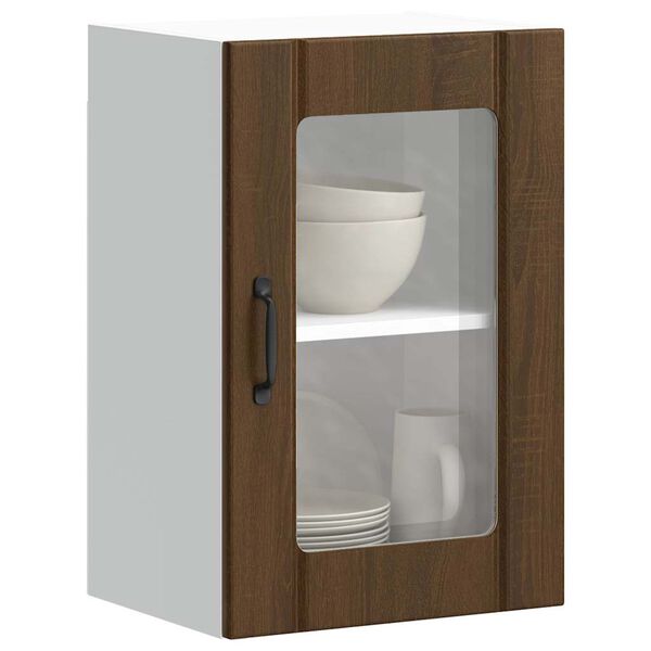 vidaXL Armario de pared para cocina puerta cristal Lucca roble marr&oacute;n