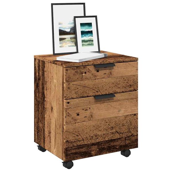 vidaXL Archivador ruedas madera contrachapada madera vieja 45x38x54 cm