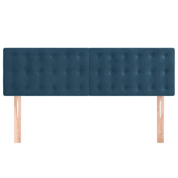 vidaXL Cabeceros 2 unidades terciopelo azul oscuro 72x5x78/88 cm