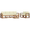 vidaXL Conjunto de sof&aacute;s de exterior con coj&iacute;n 7 pcs Natural y Crema
