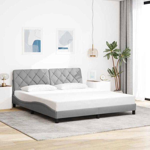 vidaXL Estructura de cama con LED sin colch&oacute;n gris claro 180x200 cm