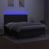 vidaXL Cama box spring colch&oacute;n y luces LED tela negro 180x200 cm