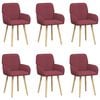 vidaXL Sillas de comedor 6 uds. Tela Rojo vino 56,5 x 50 x 87,5 cm