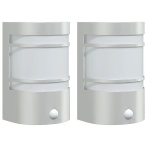 vidaXL Apliques de exterior con sensor 2 unidades acero inoxidable