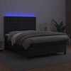 vidaXL Cama box spring colch&oacute;n y LED cuero sint&eacute;tico negro 140x190 cm