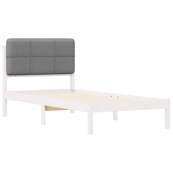 vidaXL Estructura de Cama con Cabecera Tapizada Gris Claro