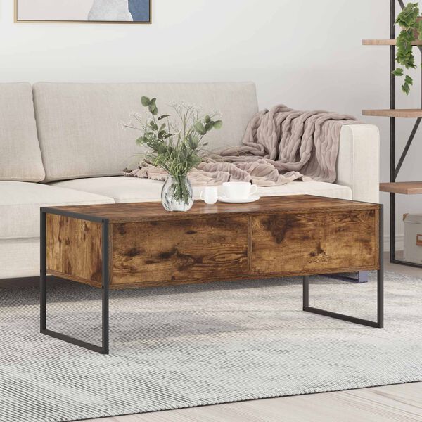 vidaXL Mesa de Caf&eacute; Roble Humo 100 x 46 x 40 cm Madera contrachapada
