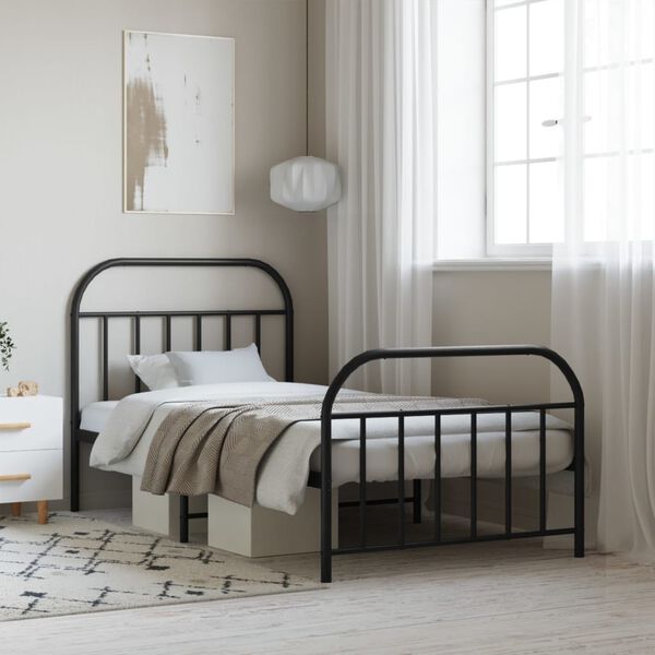 vidaXL Estructura cama sin colchón con estribo metal negro 107x203 cm