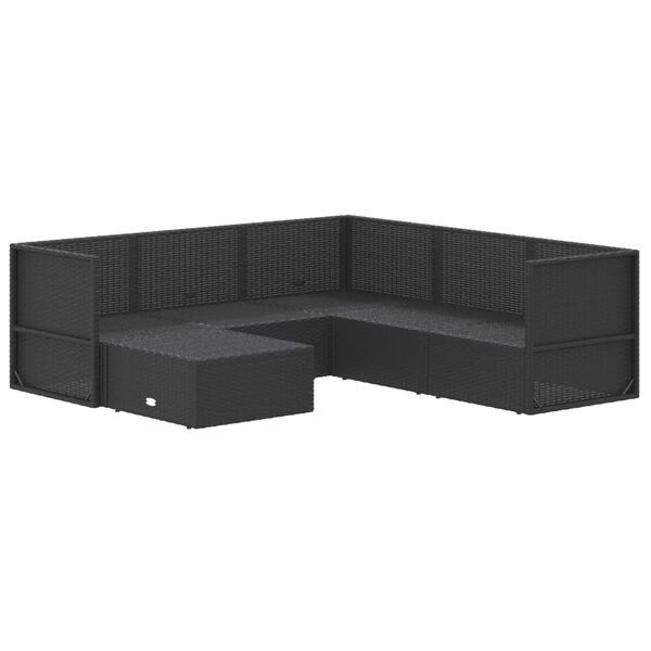 vidaXL Set muebles de jard&iacute;n 6 piezas y cojines rat&aacute;n sint&eacute;tico negro