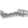 vidaXL Juego de muebles de jard&iacute;n 6 piezas madera maciza de pino gris