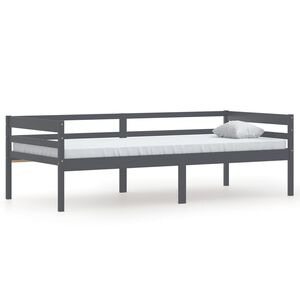 vidaXL Estructura cama sin colch&oacute;n madera pino gris oscuro 90x200 cm