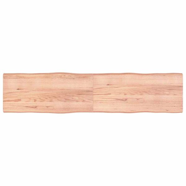vidaXL Tablero mesa madera tratada borde natural marr&oacute;n 220x50x(2-4)cm