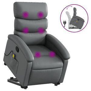 vidaXL Sill&oacute;n reclinable de masaje de pie cuero artificial gris