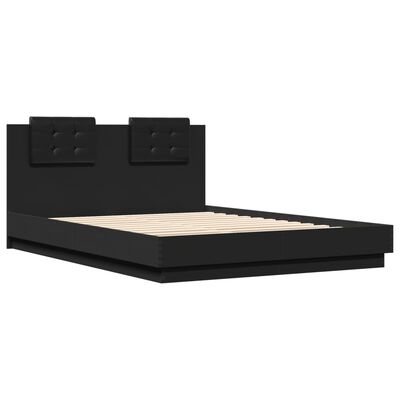 vidaXL Estructura cama con cabecero madera ingeniería negro 140x200 cm