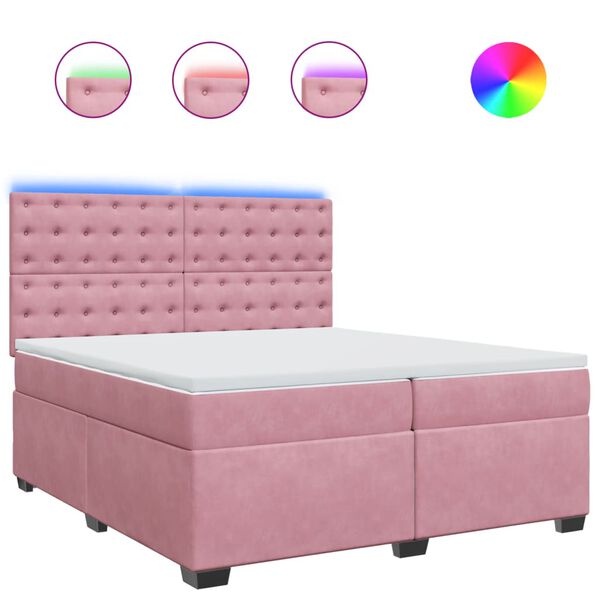 vidaXL Cama box spring con colch&oacute;n terciopelo rosa 200x200 cm