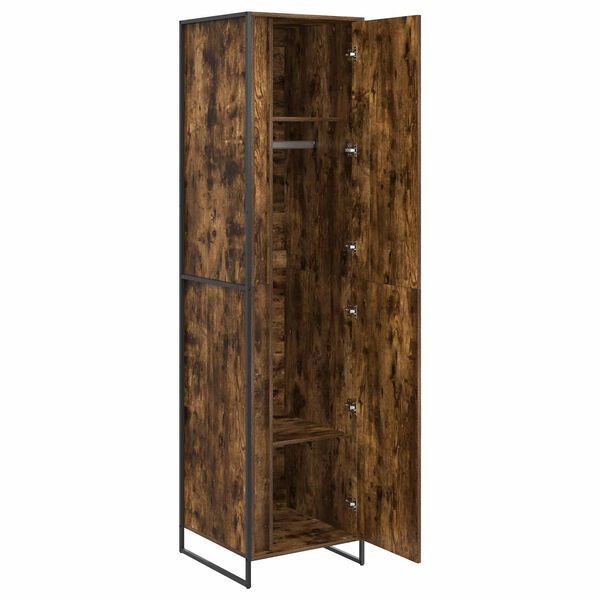 vidaXL Armario 2 pcs Roble Humo 50 x 50 x 200 cm Madera contrachapada