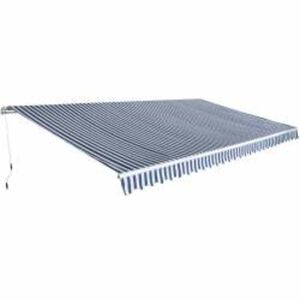 vidaXL Toldo plegable de operaci&oacute;n manual 600 cm azul y blanco
