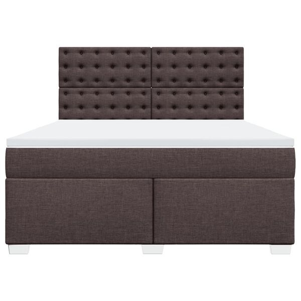 vidaXL Cama box spring con colch&oacute;n tela marr&oacute;n oscuro 180x200 cm