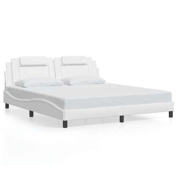 vidaXL Estructura de cama Viana sin colch&oacute;n cuero sint&eacute;tico blanco 180x200cm