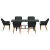 vidaXL Conjunto de Comedor de Jard&iacute;n 7 pcs Negro rat&aacute;n sint&eacute;tico