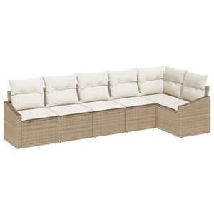 vidaXL Conjunto de sof&aacute;s de jard&iacute;n 6 uds. Beige y rat&aacute;n sint&eacute;tico