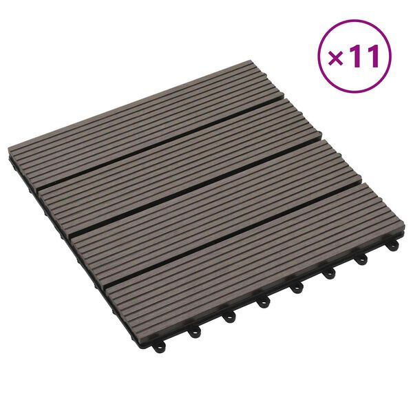 vidaXL Tile de Decking 11 pcs Marr&oacute;n Oscuro 30 x 30 cm WPC